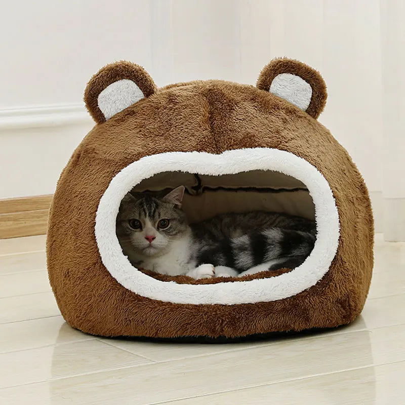 Soft Plush Cave Bed – Warm Tent House for Cats and Small Dogs, Cozy Kitten Lounger