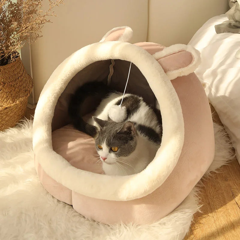 Cute Pet Tent Bed – Self-Warming Cave for Cats & Small Dogs, Washable & Comfortable Pet Hut