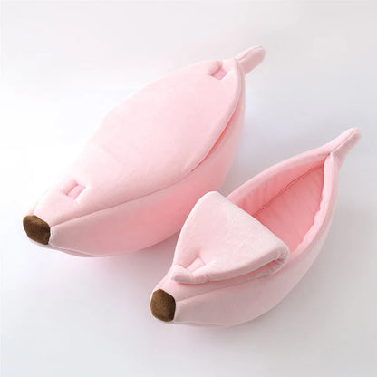 Cozy Banana Bed – Warm Pet House for Cats & Small Dogs, Plush Mat & Portable Kennel