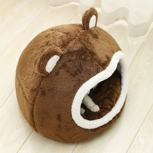 Soft Plush Cave Bed – Warm Tent House for Cats and Small Dogs, Cozy Kitten Lounger