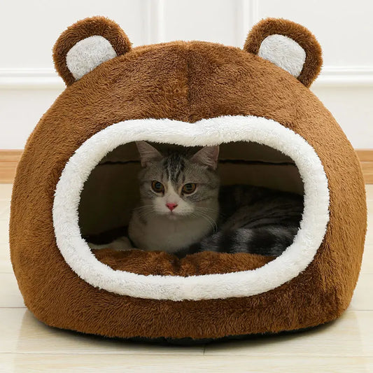 Soft Plush Cave Bed – Warm Tent House for Cats and Small Dogs, Cozy Kitten Lounger