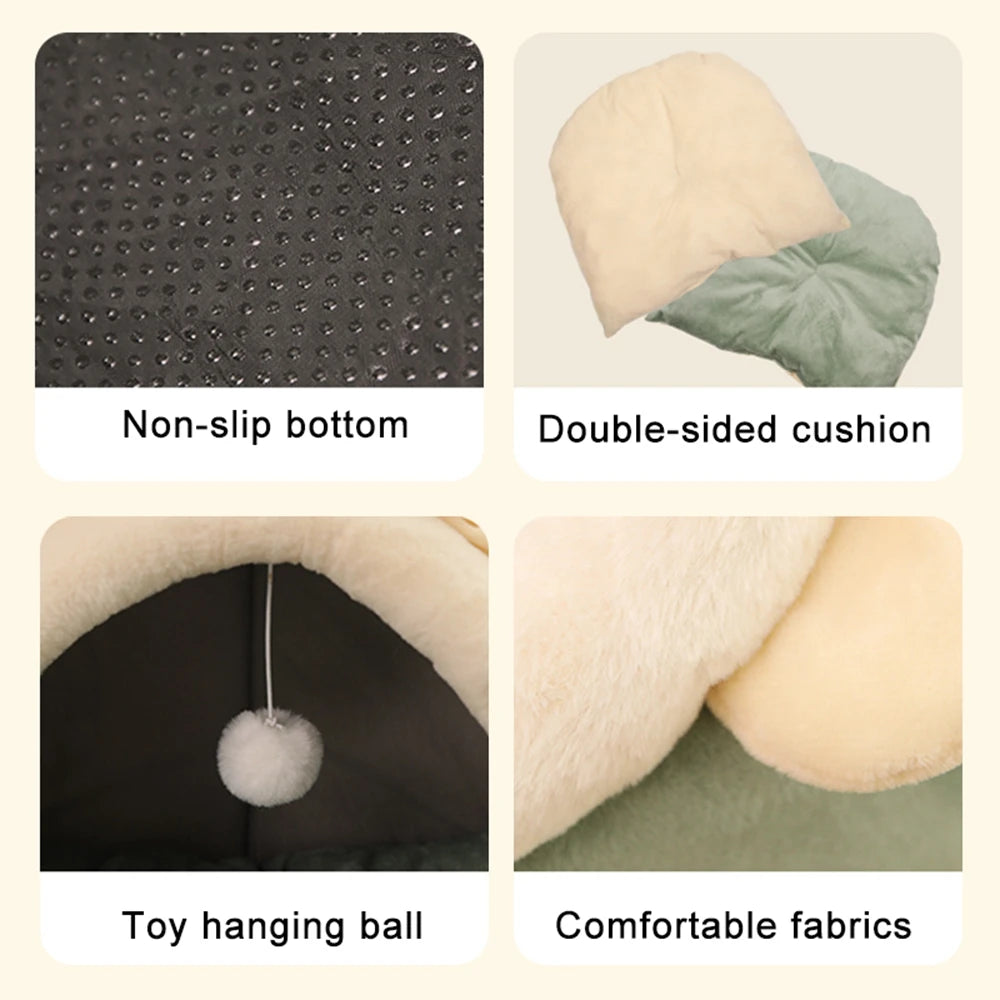 Cute Pet Tent Bed – Self-Warming Cave for Cats & Small Dogs, Washable & Comfortable Pet Hut