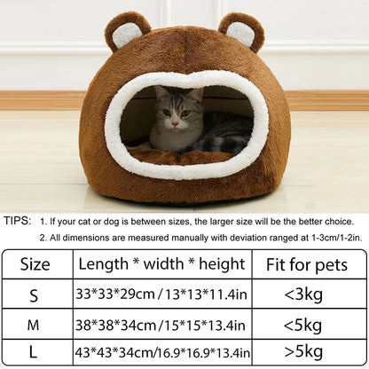 Soft Plush Cave Bed – Warm Tent House for Cats and Small Dogs, Cozy Kitten Lounger